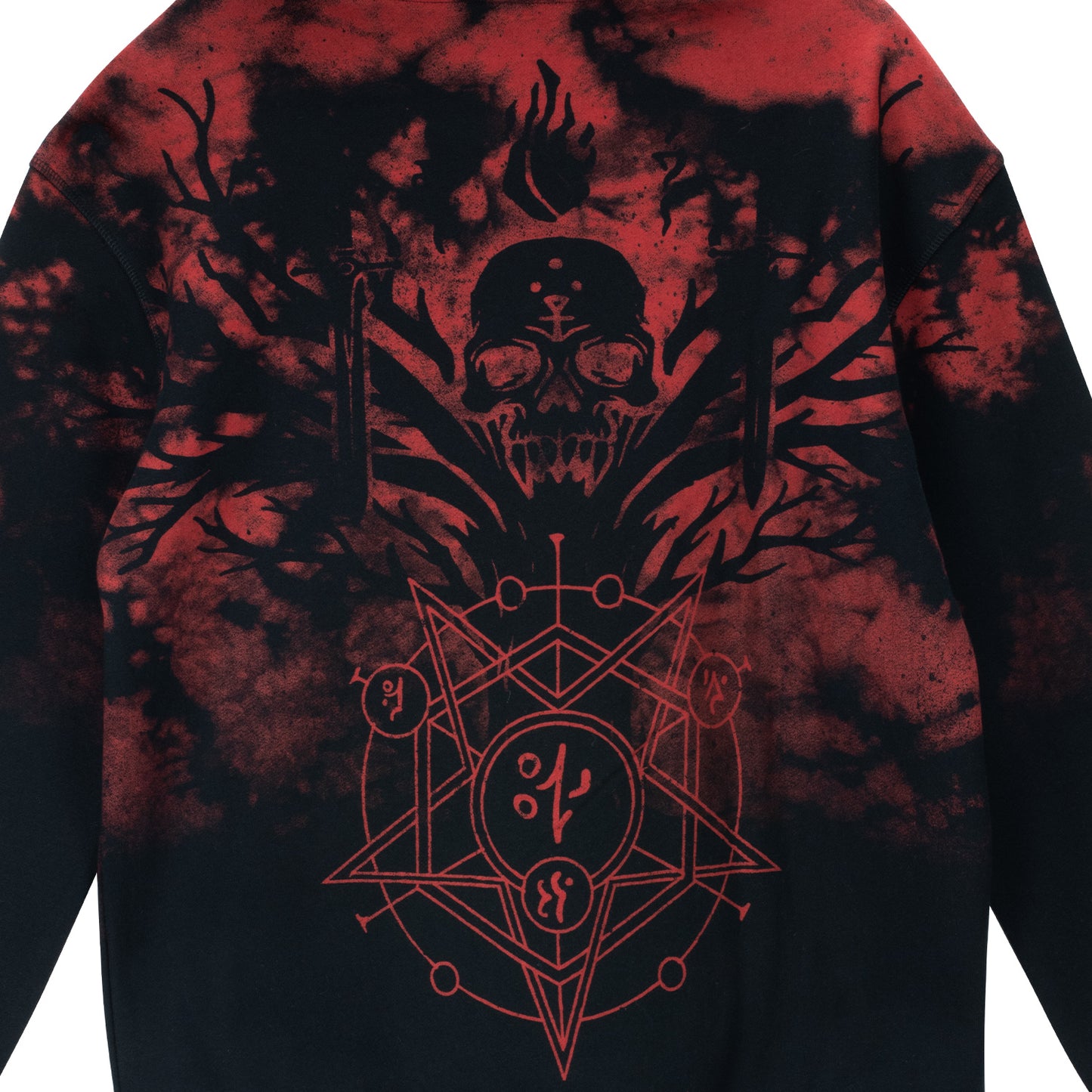Diablo IV Black Tie-Dye Pullover Hoodie - Close Up Back View