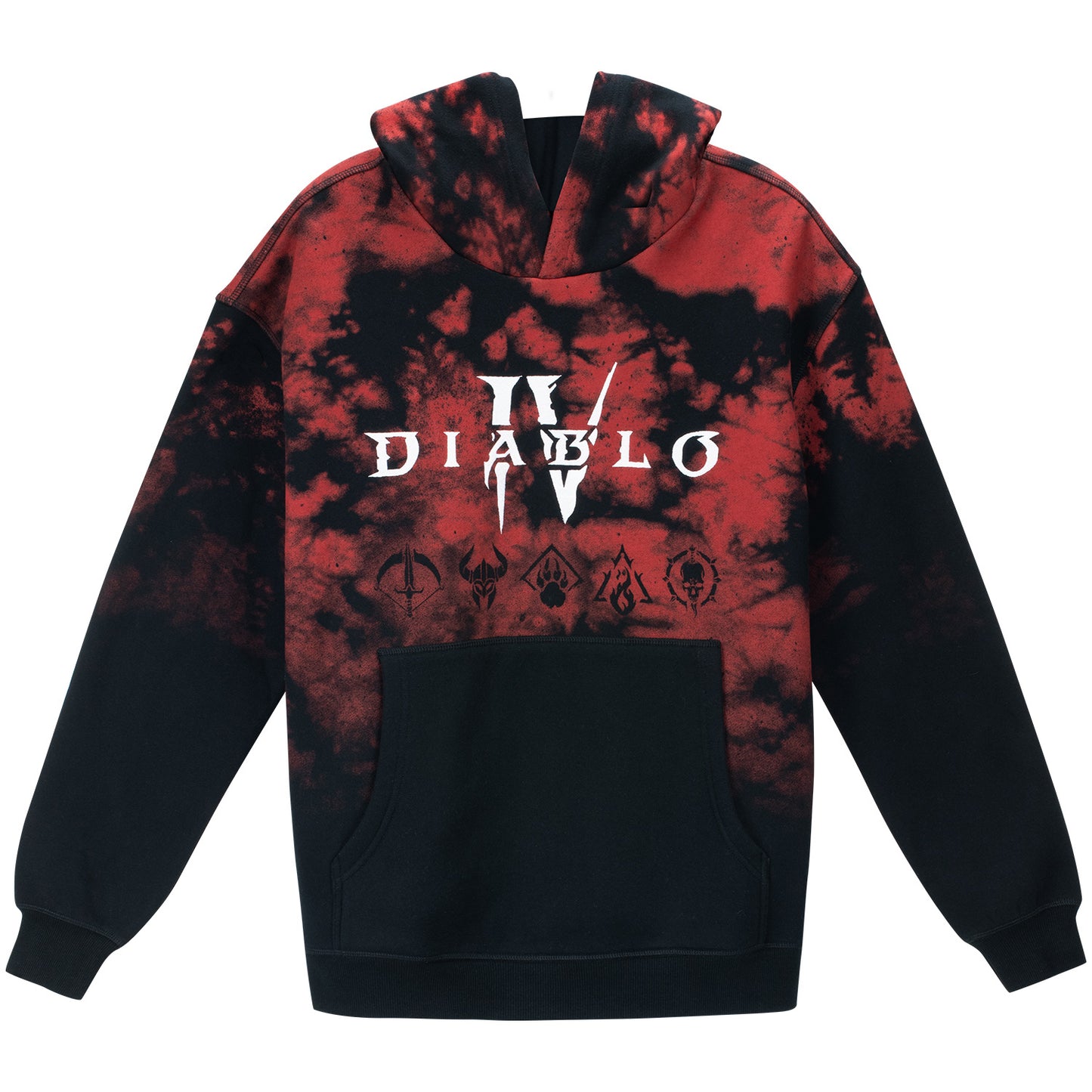 Diablo IV Black Tie-Dye Pullover Hoodie - Front View