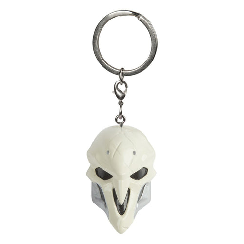 Overwatch Reaper Mask 3D Keyring in White - Front View