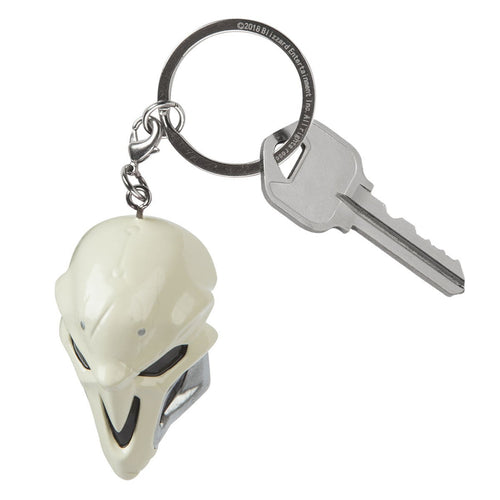 Overwatch Reaper Mask 3D Keyring in White - Front Left View