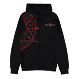 Diablo IV Symbol Schwarzer Zip-Up Kapuze - Vorderansicht