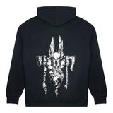 Diablo IV Barbar Symbol  Schwarzer Zip-Up Kapuze - Rückenansicht