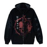 Diablo IV Necromancer Black Zip-Up Kapuze - Vorderansicht