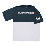 Overwatch 2 Weißer Colorblock Logo T-Shirt  - Vorderansicht mit Ärmeldesign