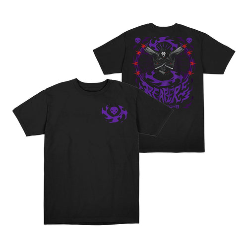 Overwatch 2 Reaper Espiral de muerte  Black T-camisa - Vista delantera y trasera