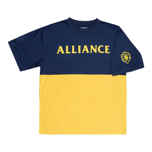 World of Warcraft Alliance Gold Colour Block T-camisa - Vista frontal con diseño de mangas