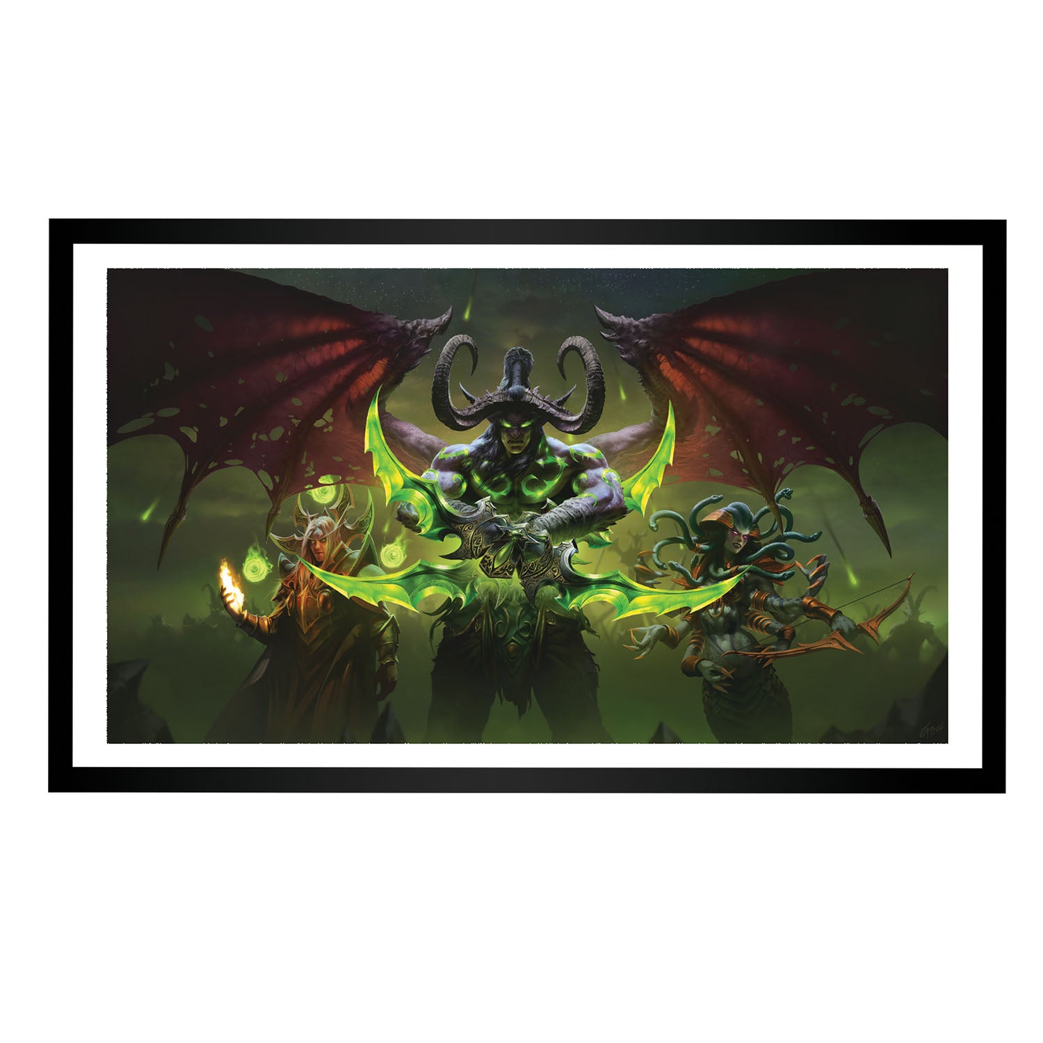 World of Warcraft Burning Crusade Classic 30,5cm x 53,4cm Impression d'art encadrée en vert - Vue de face