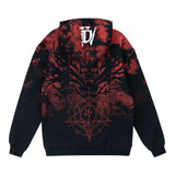 Diablo IV Noir Tie-Dye Pullover Sweat à capuche - Vue arrière Capuche rabattue