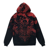 Diablo IV Noir Tie-Dye Pullover Sweat à capuche - Vue arrière Capuche relevée