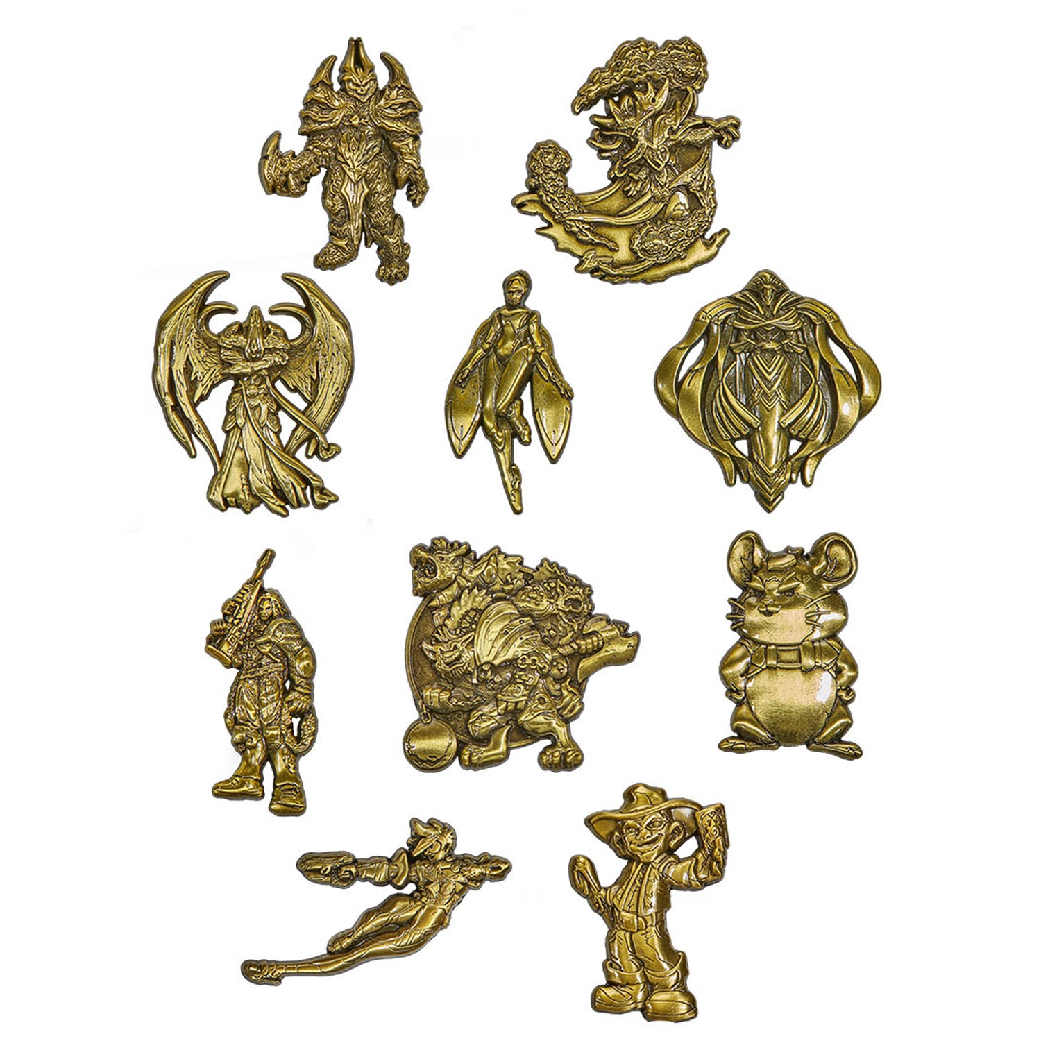 Rare gold versions of the Blizzard Series 8 Blind Pack 5-Piece Pin Set