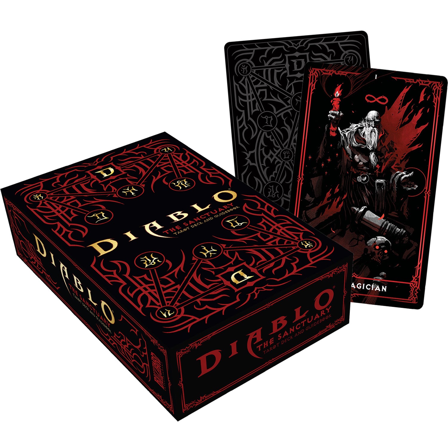 Diablo: The Sanctuary Tarot Deck and Guidebook - cover with sample card