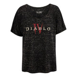 Diablo IV Women's Black Marbled Slouchy T-Shirt - Front View