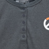 Overwatch 2 Logo Women's Grey Long Sleeve T-Shirt - Close Up View