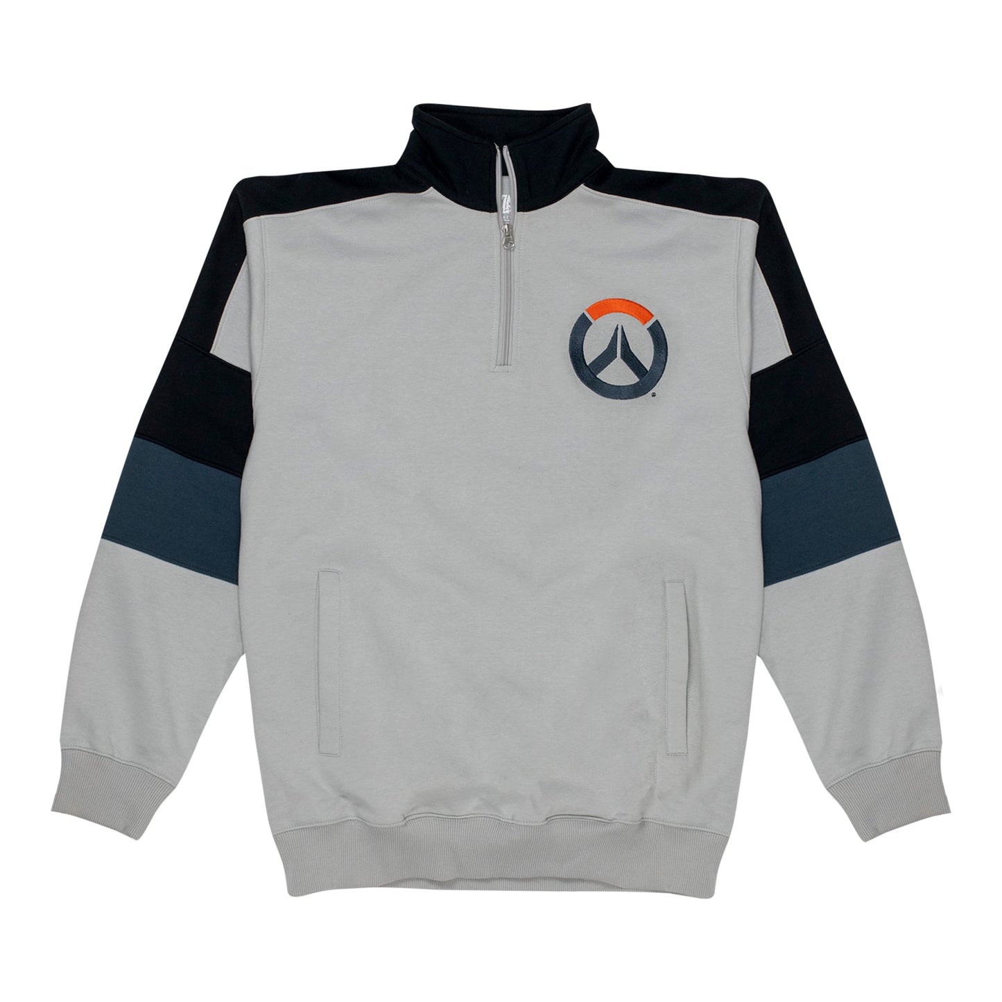 Overwatch 2 Grey 1/4 Zip Logo Sweatshirt - Front View