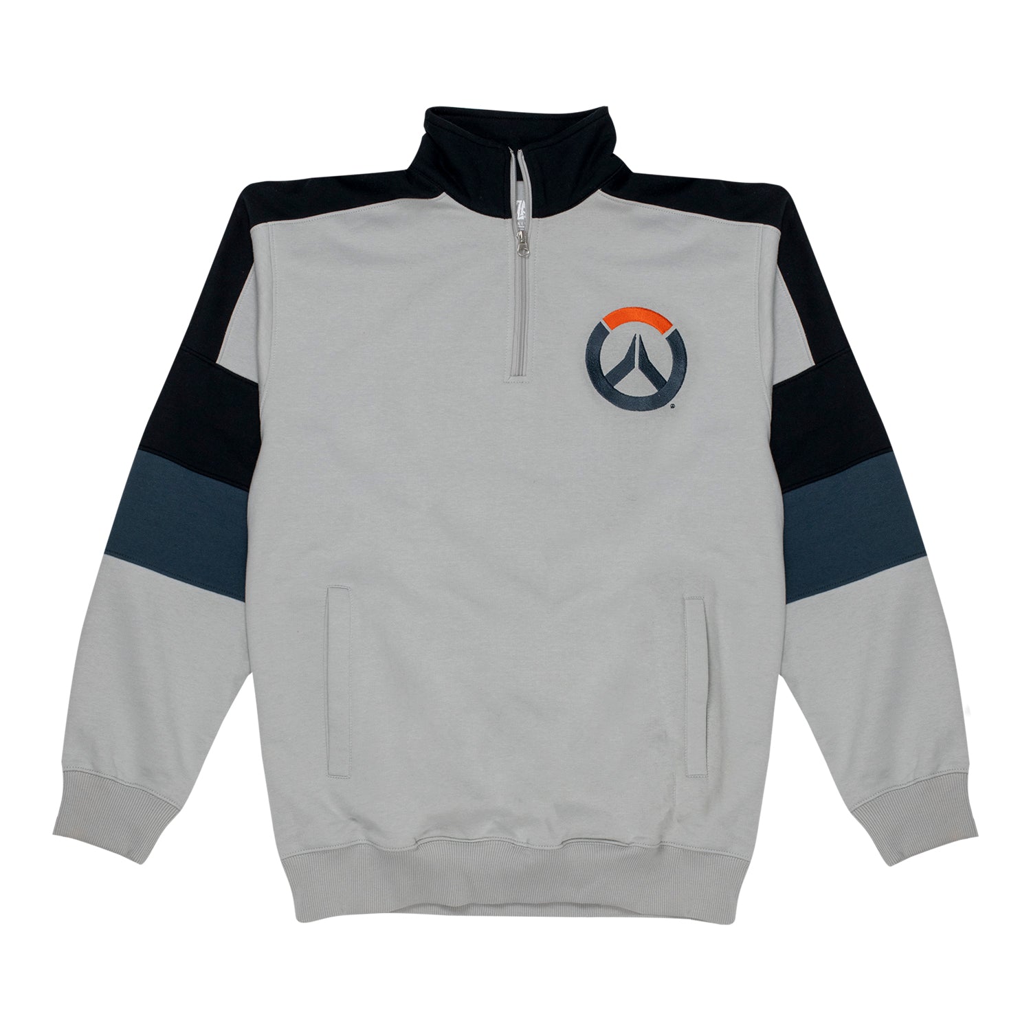 Overwatch 2 Grey 1/4 Zip Logo Sweatshirt - Front View