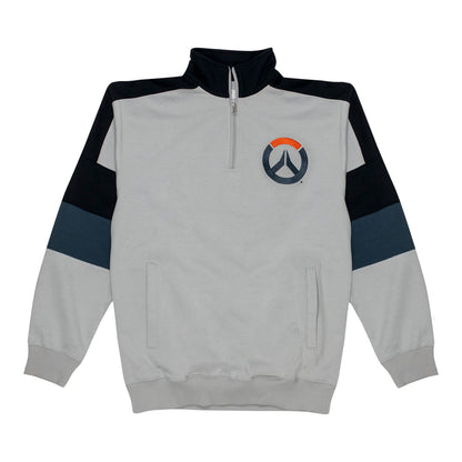 Overwatch 2 Grey 1/4 Zip Logo Sweatshirt - Front View