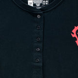World of Warcraft Horde Logo Women's Black Long Sleeve T-Shirt - Close Up Button View