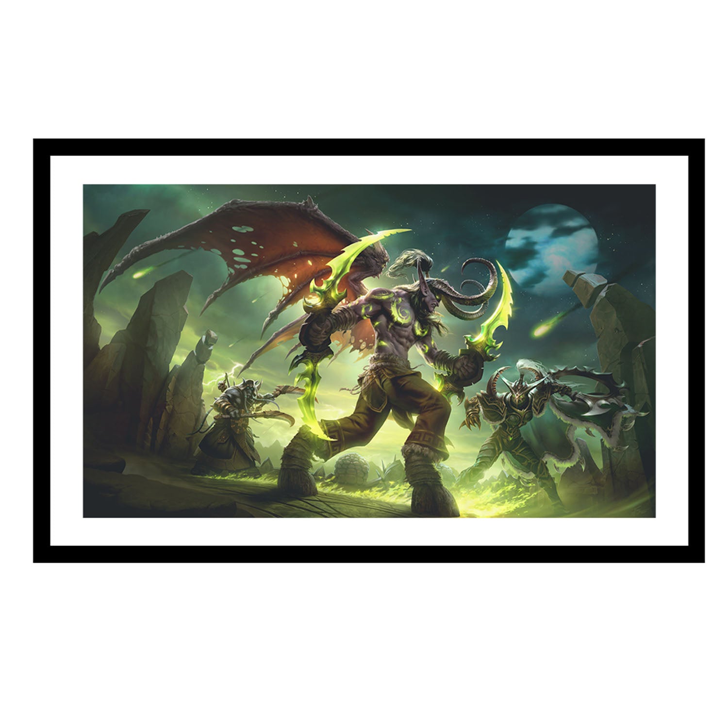 World of Warcraft Burning Crusade Classic: Black Temple 35.5 x 61 cm Framed Art Print in Green - Front View