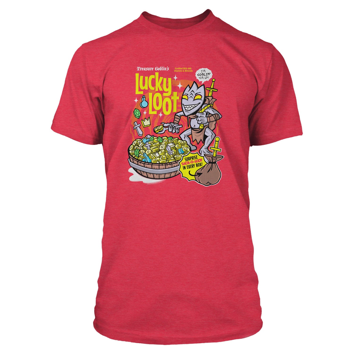Diablo Lucky Loot J!NX Heather Red T-Shirt - Front View