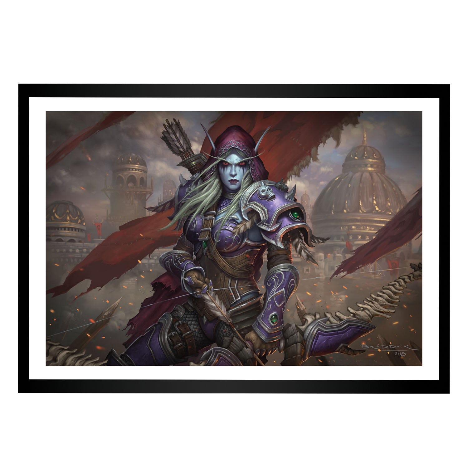 World of Warcraft Sylvanas 40.6cm  x 61cm Framed Art Print in Grey - Front View