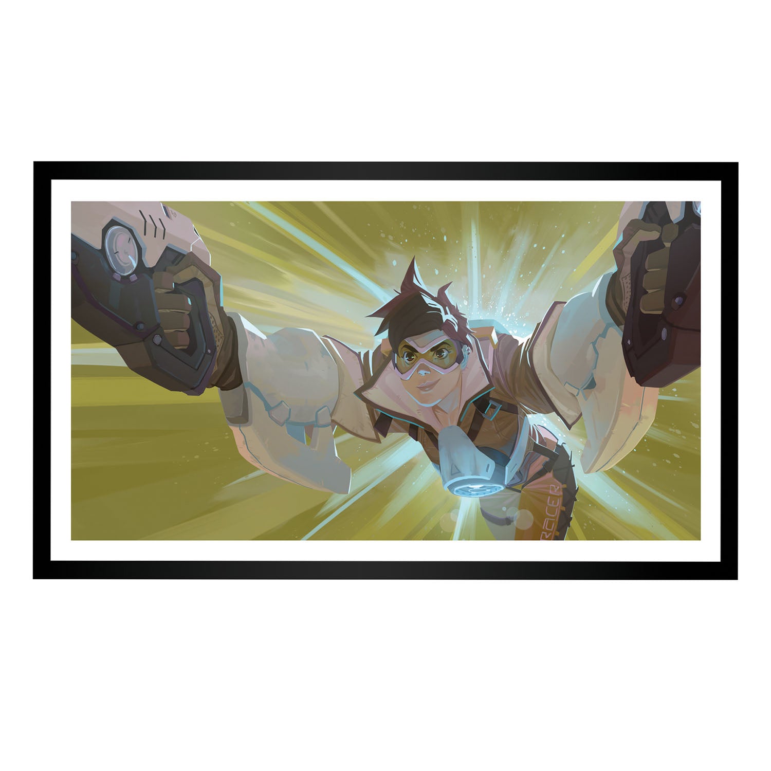 Overwatch Tracer 30.5cm x 53.4cm Framed Art Print in Yellow - Front View
