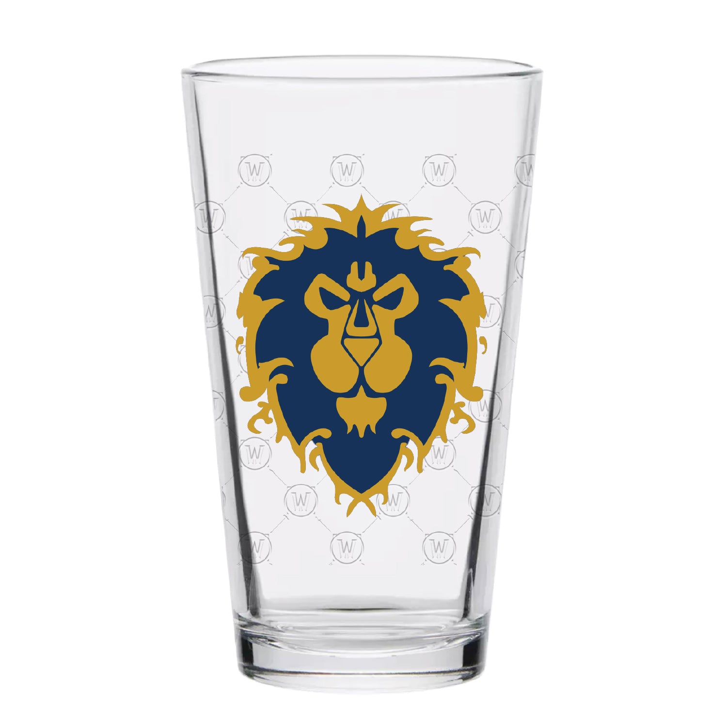 World of Warcraft Alliance 454ml Pint Glass in Blue - Front View