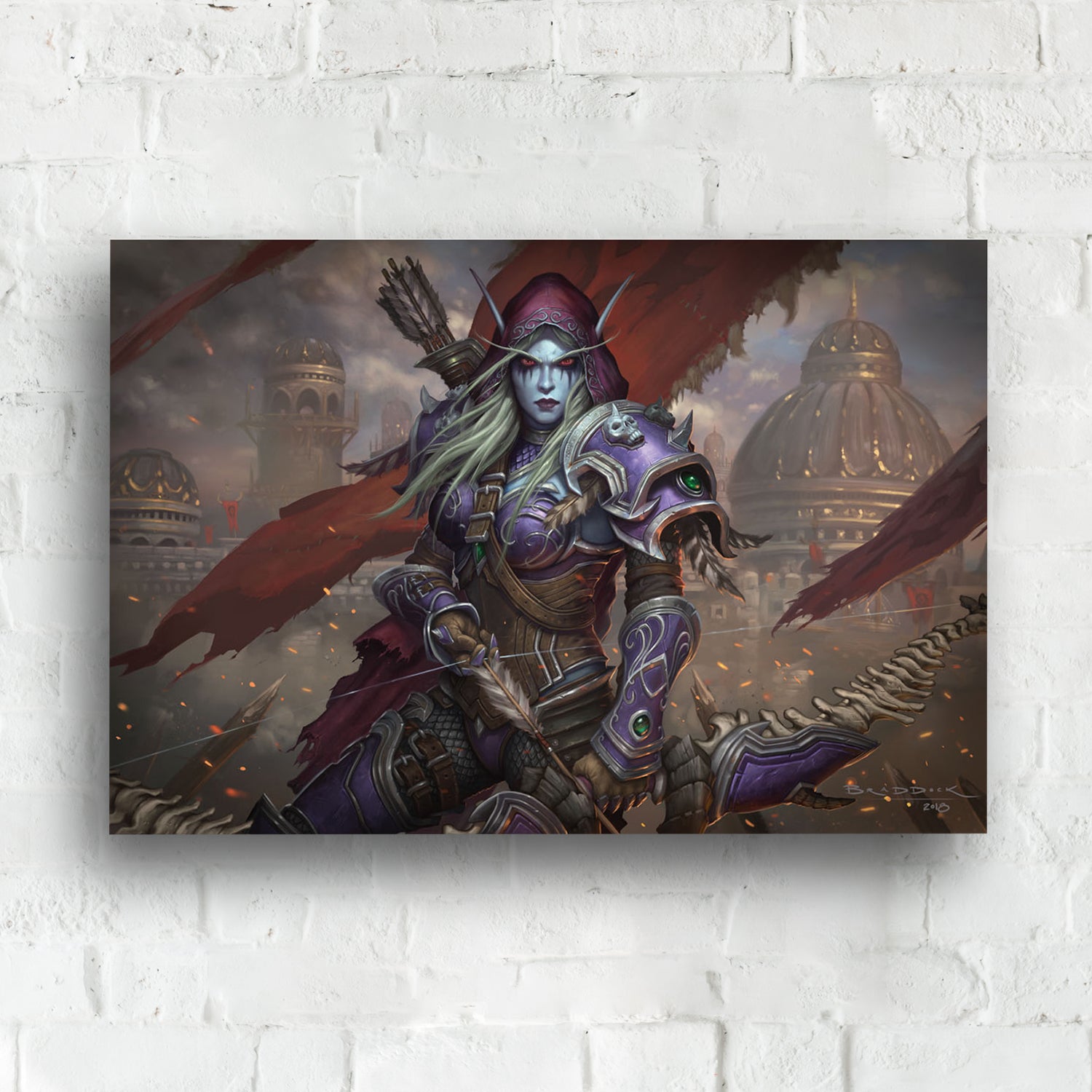 World of Warcraft Sylvanas 16 x 24in Canvas - Front View with Art Print on Wall
