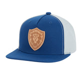 World of Warcraft Alliance Blue Leather Emblem Patch Flatbill Snapback Hat - Front Left View