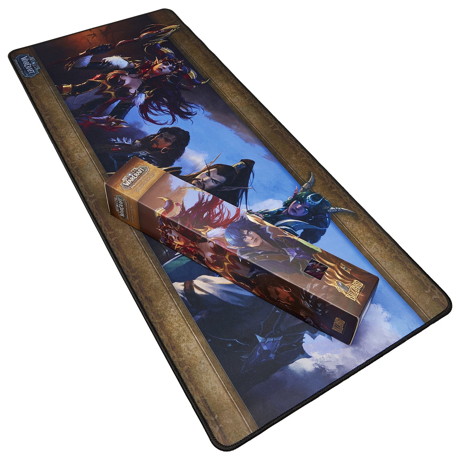 World of Warcraft Dragonflight Desk Mat - Side View with Packaging
