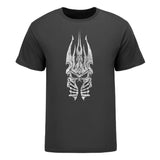 World of Warcraft Wrath of the Lich King Distressed Helm Grey T-Shirt - Front View with Helm Design