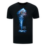 World of Warcraft Lich King Frostmourne Black T-Shirt - Front View with Frostmourne Design and World of Warcraft Logo
