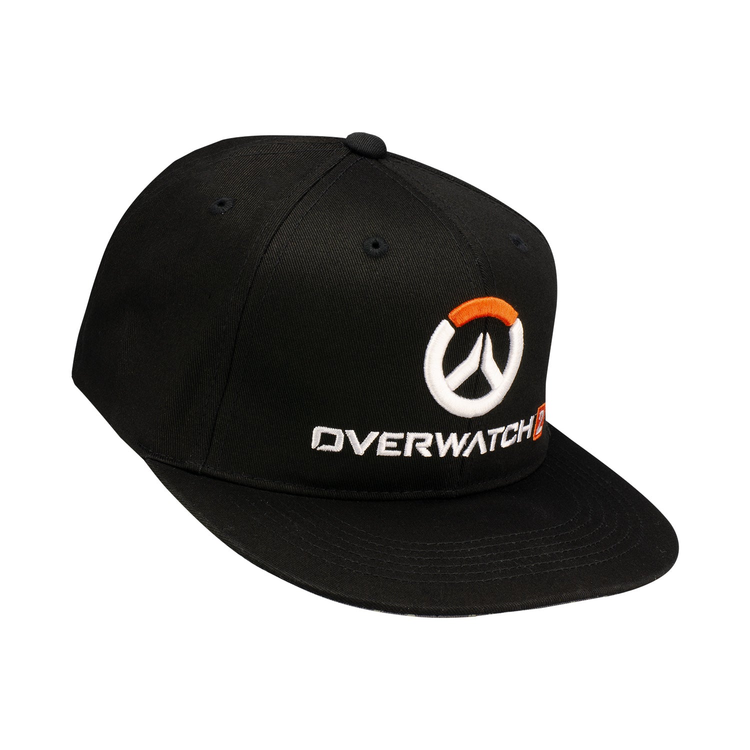 Overwatch 2 Black Flatbill Snapback Hat - Front Right Side View