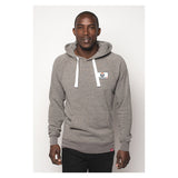 Overwatch 2 Logo Patch Grey Heather Pullover Hoodie - Front View on Model