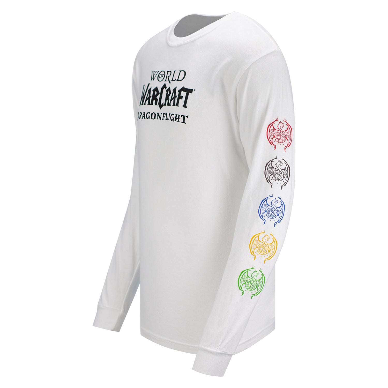 World of Warcraft Dragonflight White Long Sleeve T-Shirt - Front Left Side View